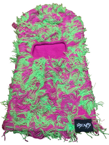 Distressed Ski Mask - Pink/Green